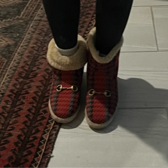 Gucci Fria Merino Wool Horsebit Houndstooth Wool Ankle Boot Women size 41 - Picture 8 of 10